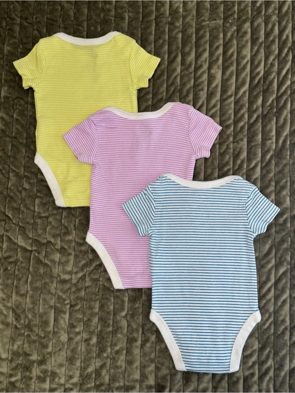 Nike Baby 3-Pack Multi Striped Short-Sleeve Bodysuits - Blue, Purple, Yellow